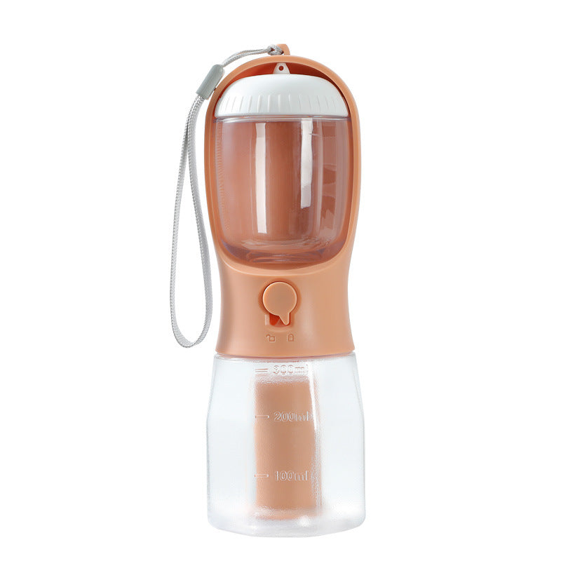 Portable Dog Water Bottle & Food Container with Waste Bag Holder | 3-in-1 Pet Travel Cup
