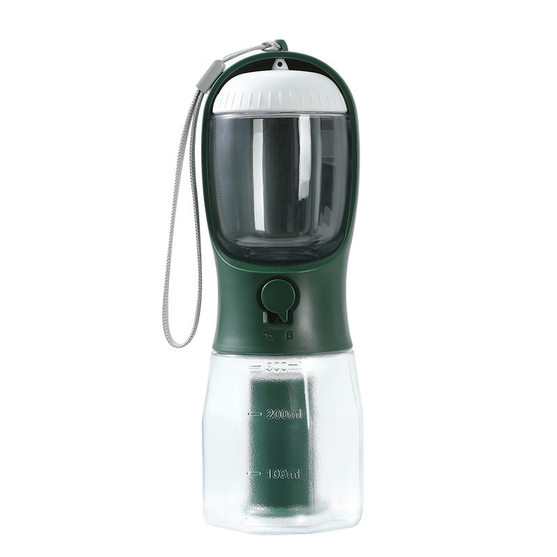Portable Dog Water Bottle & Food Container with Waste Bag Holder | 3-in-1 Pet Travel Cup