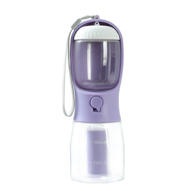 Portable Dog Water Bottle & Food Container with Waste Bag Holder | 3-in-1 Pet Travel Cup