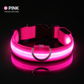 Pink LED dog collar on a black background with 'PINK' and 'Premium LED Collar' text.