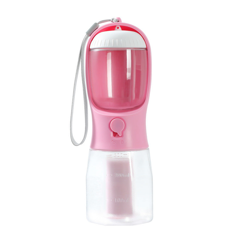 Portable Dog Water Bottle & Food Container with Waste Bag Holder | 3-in-1 Pet Travel Cup